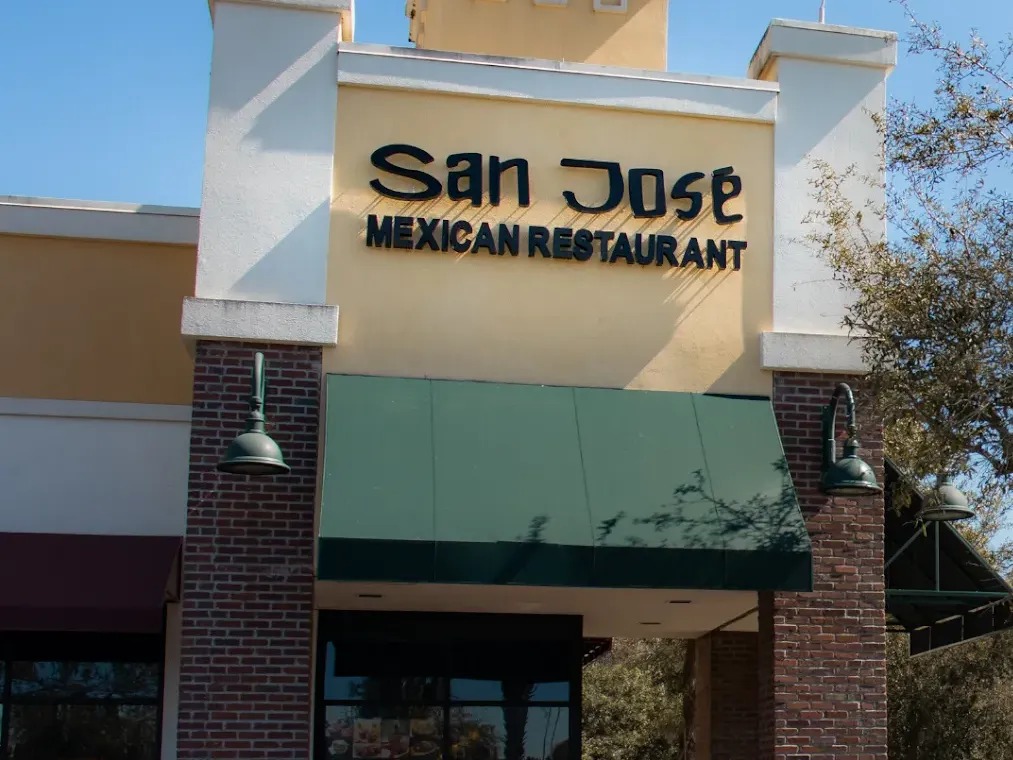 Front exterior of San Jose Mexican Restaurant Land O Lakes with colorful signage and welcoming entrance